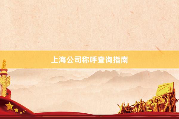上海公司称呼查询指南